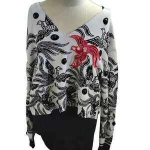 Kenzo Knit Cropped Phoenix Sweater Cream Women's